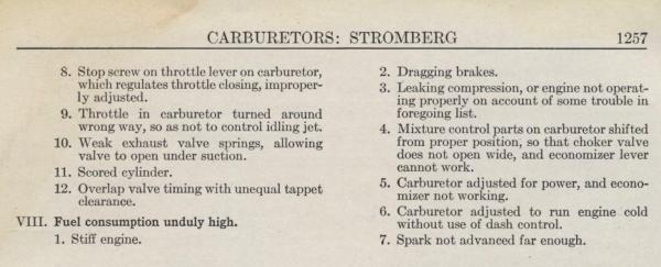 Carburetor Manuals: Engine Trouble Chart Cont.