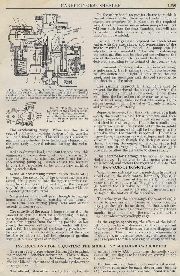 Carburetor Manuals: Shebler