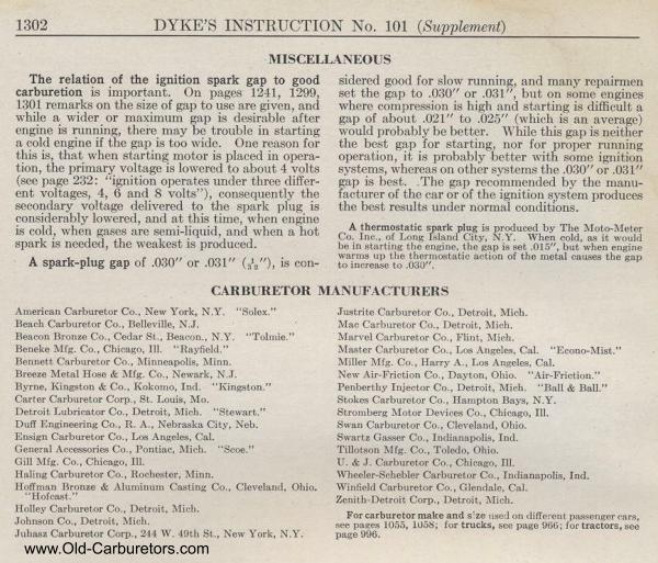 Carburetor Manuals: Manufacturers
