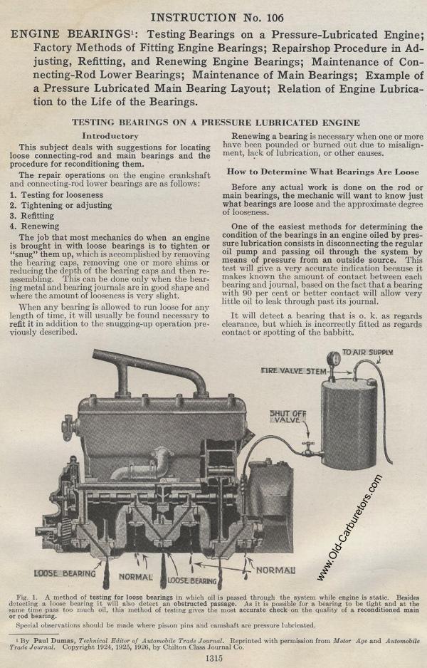Carburetor Manuals: Engine Bearings