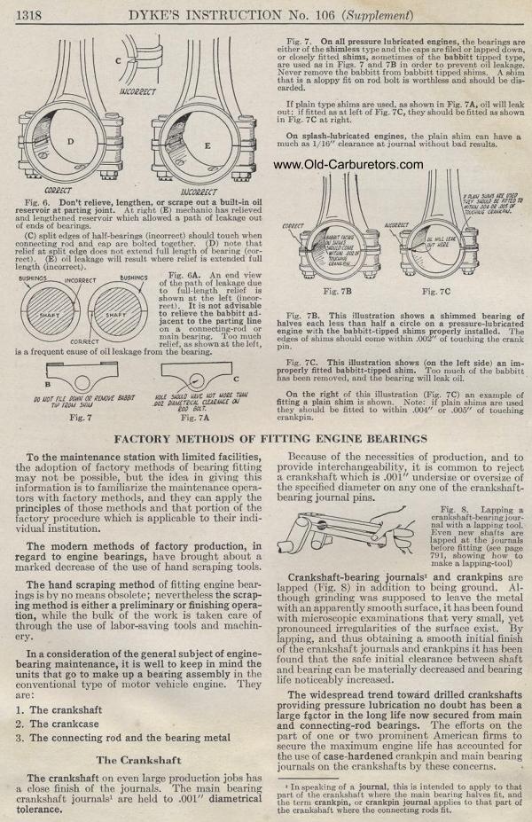 Carburetor Manuals: Engine Bearings