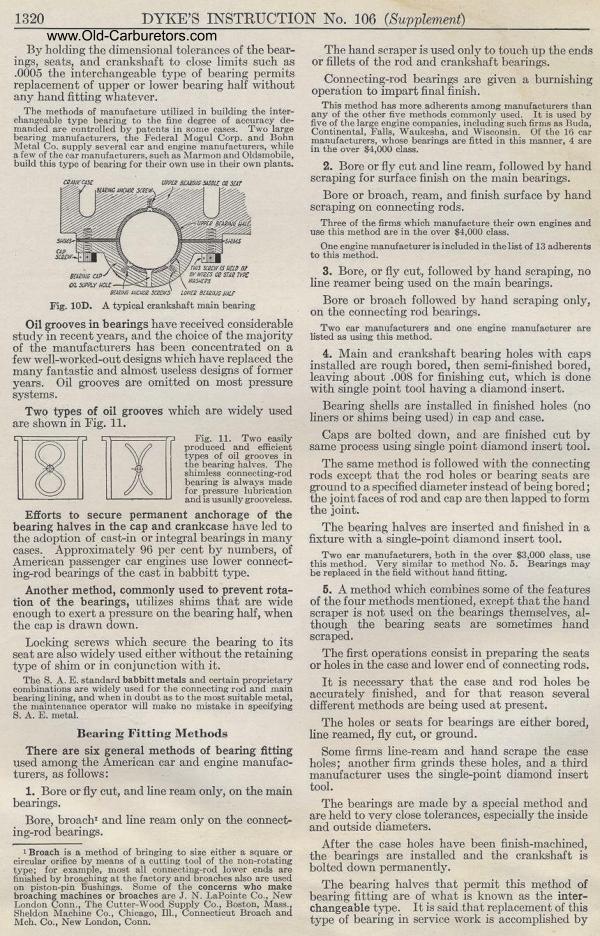 Carburetor Manuals: Engine Bearings