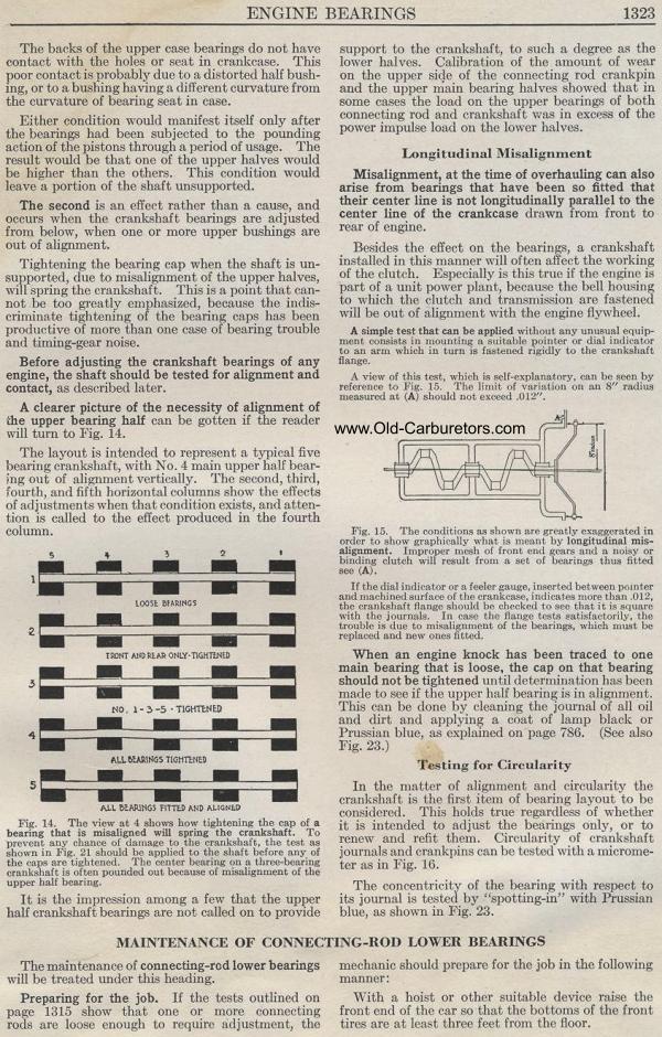 Carburetor Manuals: Engine Bearings