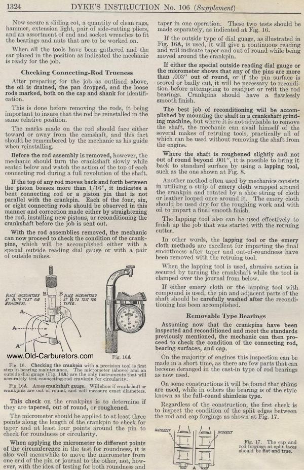 Carburetor Manuals: Bearings & Connecting Rods