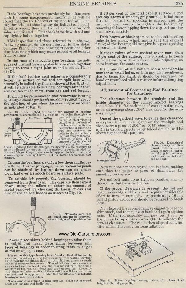 Carburetor Manuals: Engine Bearings