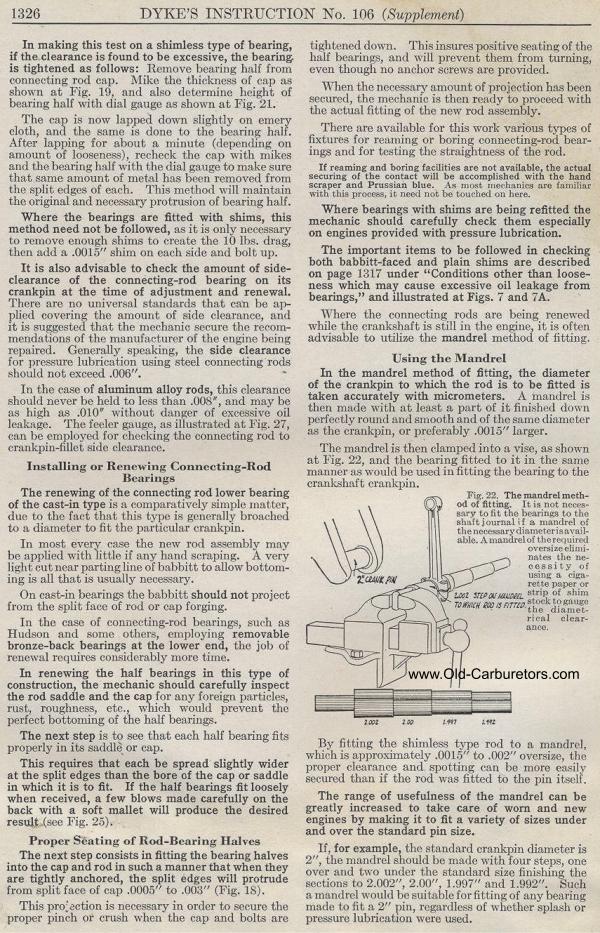 Carburetor Manuals: Engine Bearings