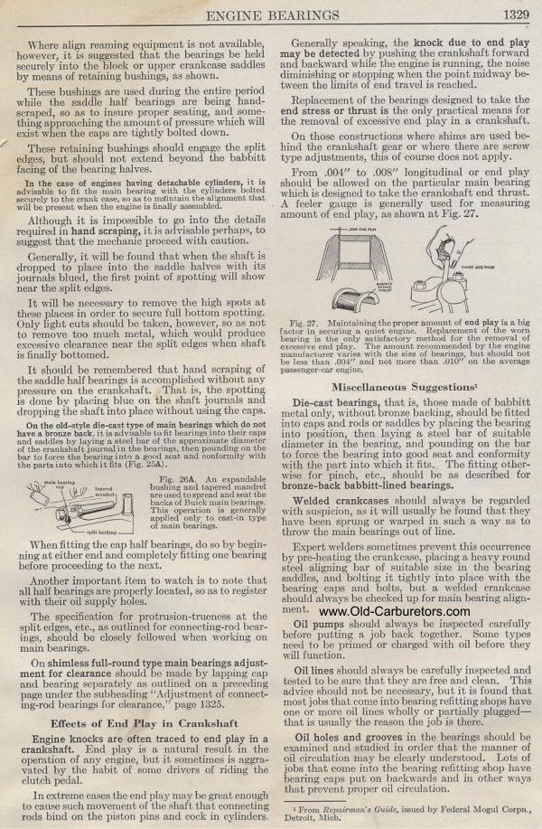 Carburetor Manuals: Engine Bearings