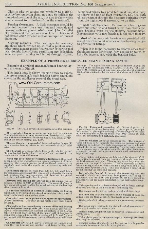 Carburetor Manuals: Engine Bearings